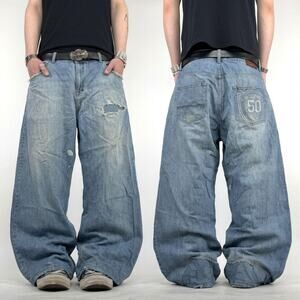 Vintage y2k grunge archive distressed skater baggy wide leg rare jeans